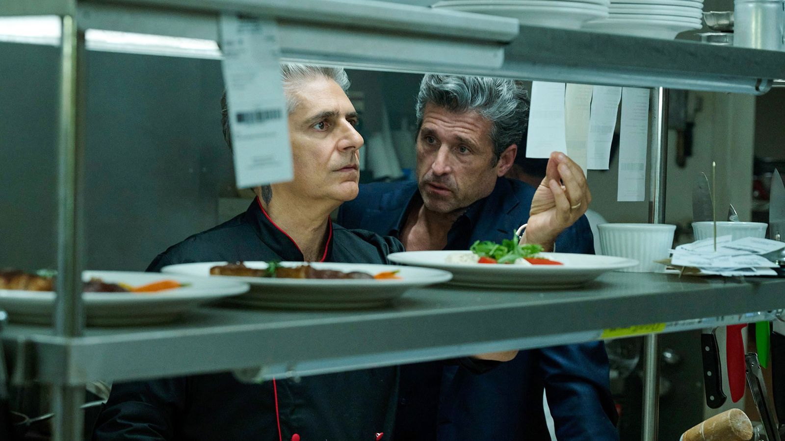 Image may contain Michael Imperioli Patrick Dempsey Adult Person Plate Head and Face